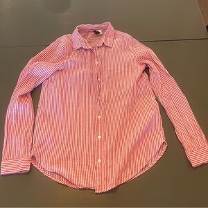 Striped Pink Button-Up Women’s Shirt